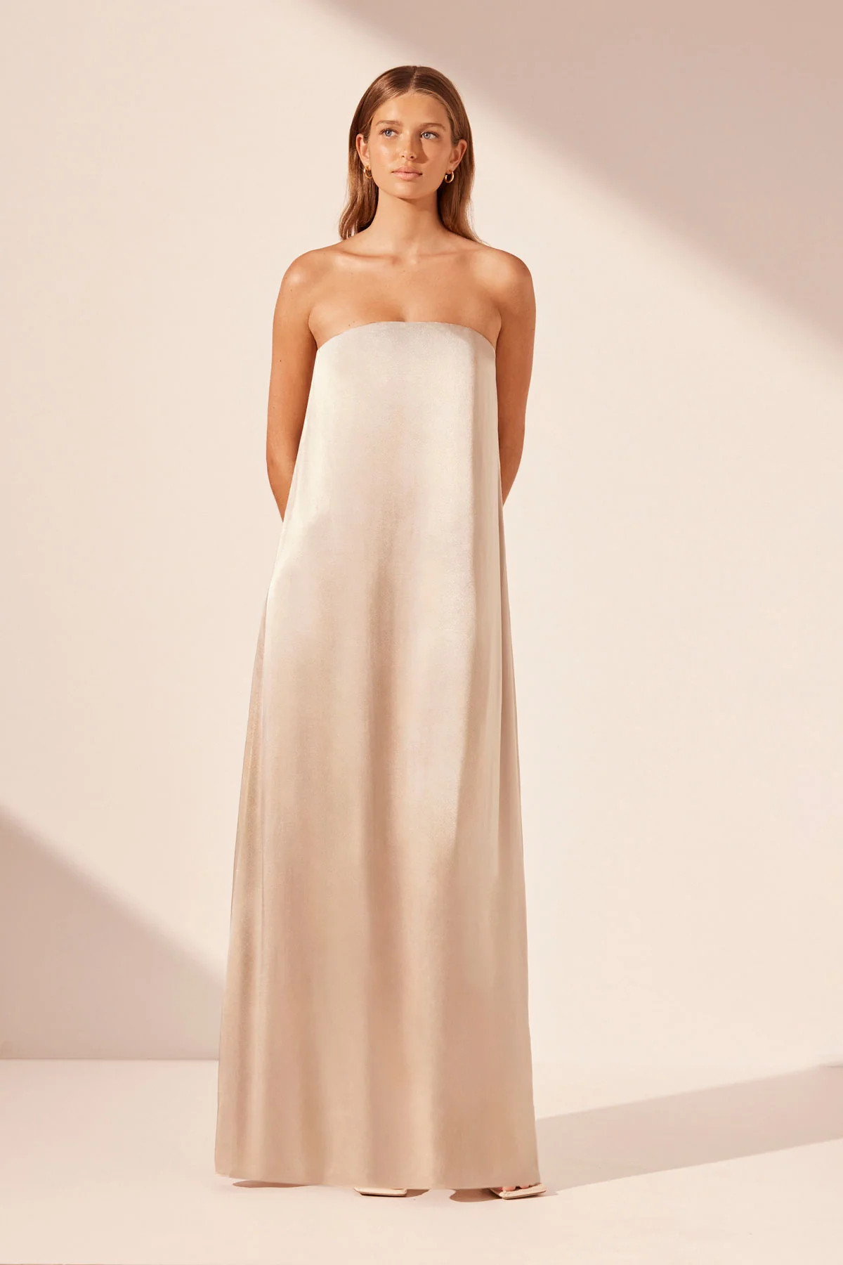 LA LUNE STRAPLESS COLUMN MAXI DRESS | GOLD | DRESSES | SHONA JOY | Shona Joy