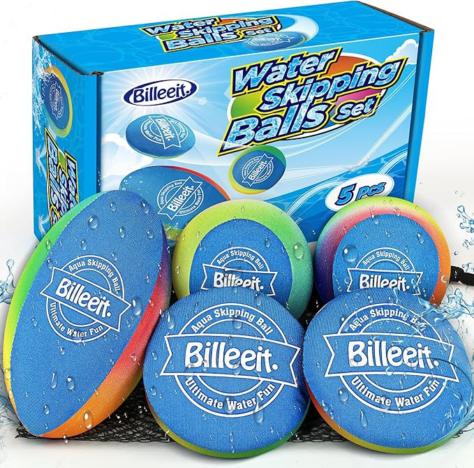 Billeeit 5Pcs Water Skipping Balls Set for Pool Play, Multi-Colored Splash Water Bouncing Balls, ... | Amazon (US)