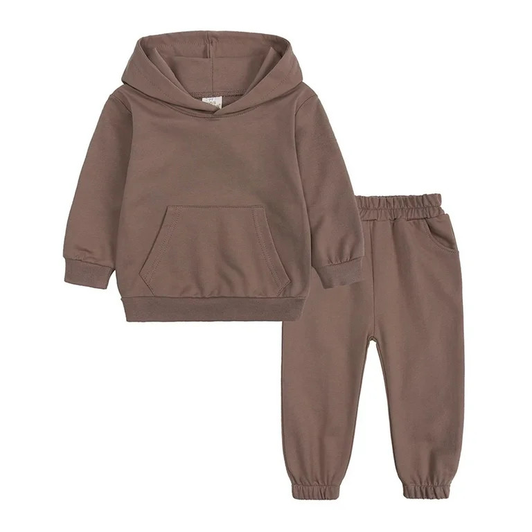 Posijego Toddler Baby Girl Cotton Sweatsuit 2 Piece Solid Color Sweatshirt Sweatpants Fall Winter... | Walmart (US)