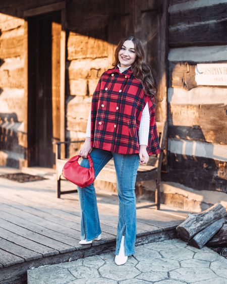 Holiday Outfits Plaid season🎄❤️ Fit TTS. 

🔑 Holiday outfits, Amazon fashion, fall outfits, Christmas outfit inspo, plaid poncho, cape coat, fall fashion to winter fashion, red plaid Christmas  outfit, preppy outfit, holiday style, vintage style 

#LTKHoliday #LTKSeasonal #LTKCyberWeek
