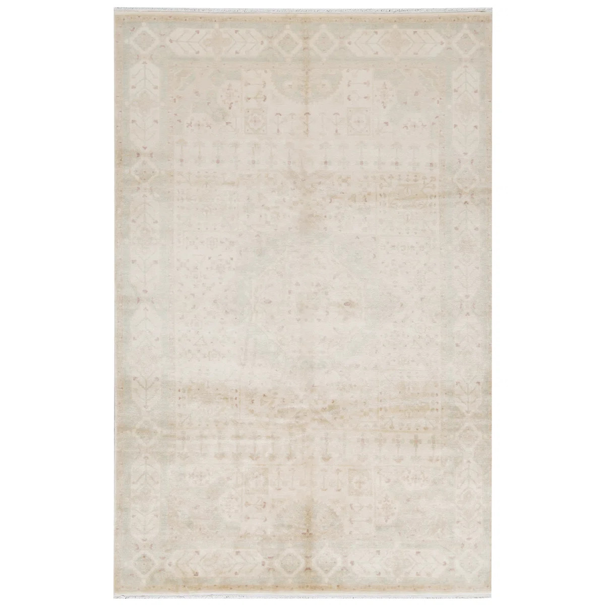 Egyptian Wool Oriental Area Rug in Ivory | Perigold