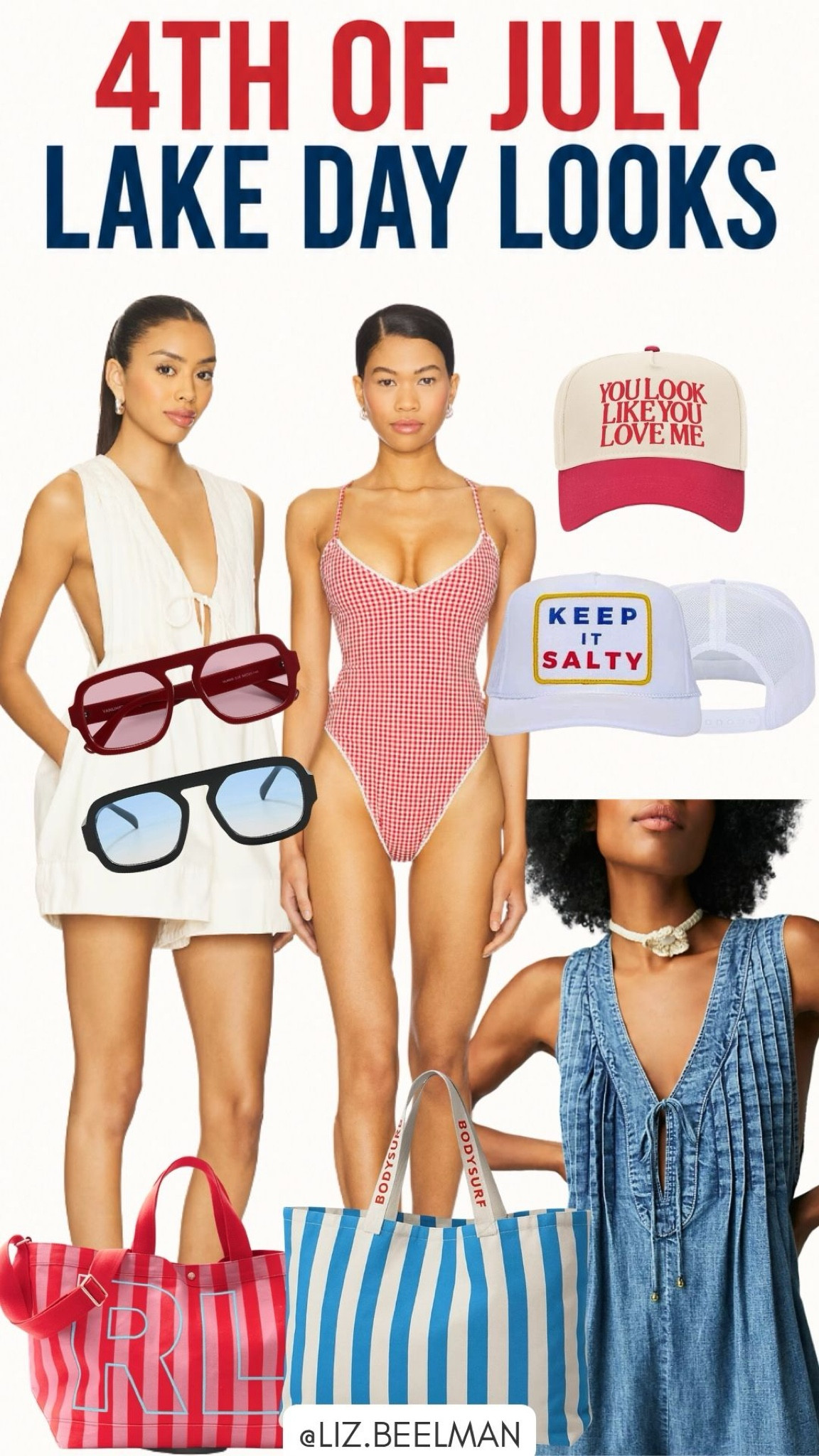 Fourth of July Lake Day Looks

#fourthofjuly #4thofjuly #memorialday #redwhiteblue #250 #patriotic #americana 
