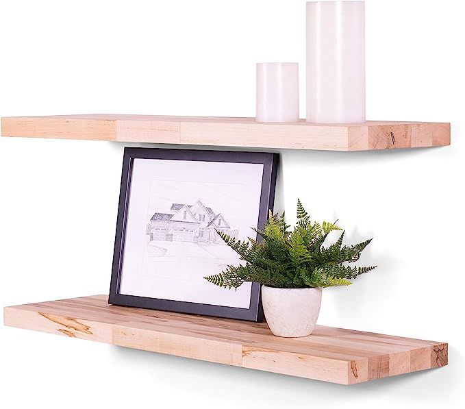 DAKODA LOVE Floating Shelves | Butcher Block | Solid Hardwood | Premium Craftsman Quality | Easy ... | Amazon (US)