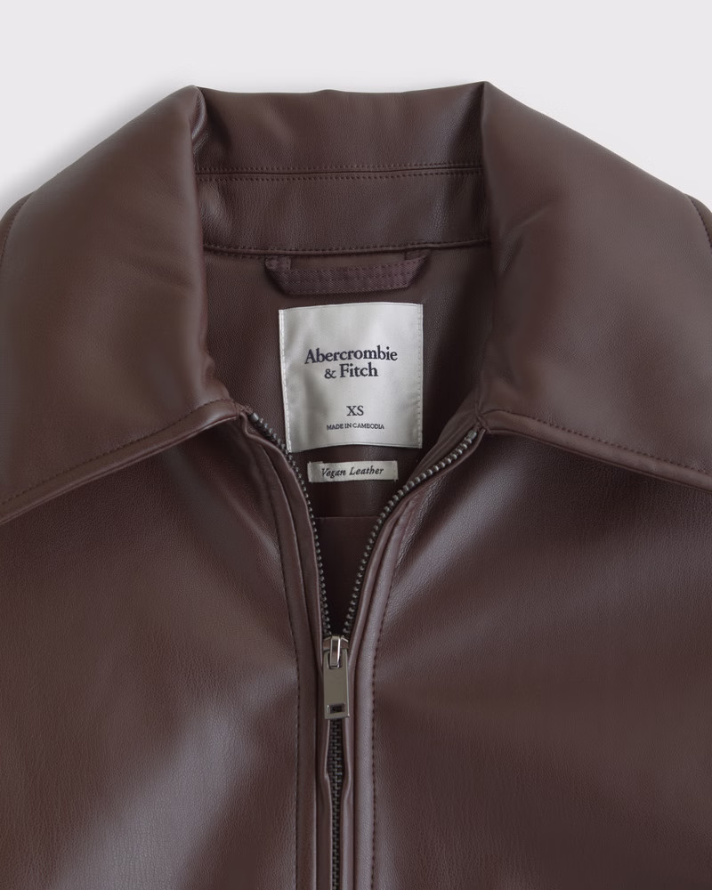 Vegan Leather Bubble Hem Coat | Abercrombie & Fitch (US)
