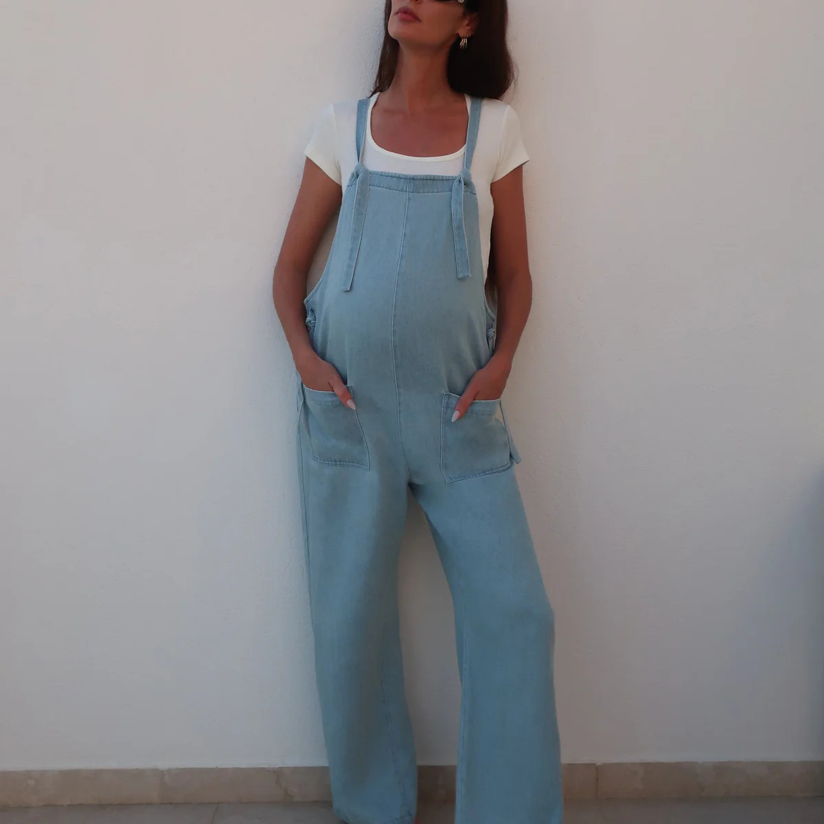 Shop BUMPSUIT Maternity | Denim Oversized Maternity Jumpsuit | BUMPSUIT