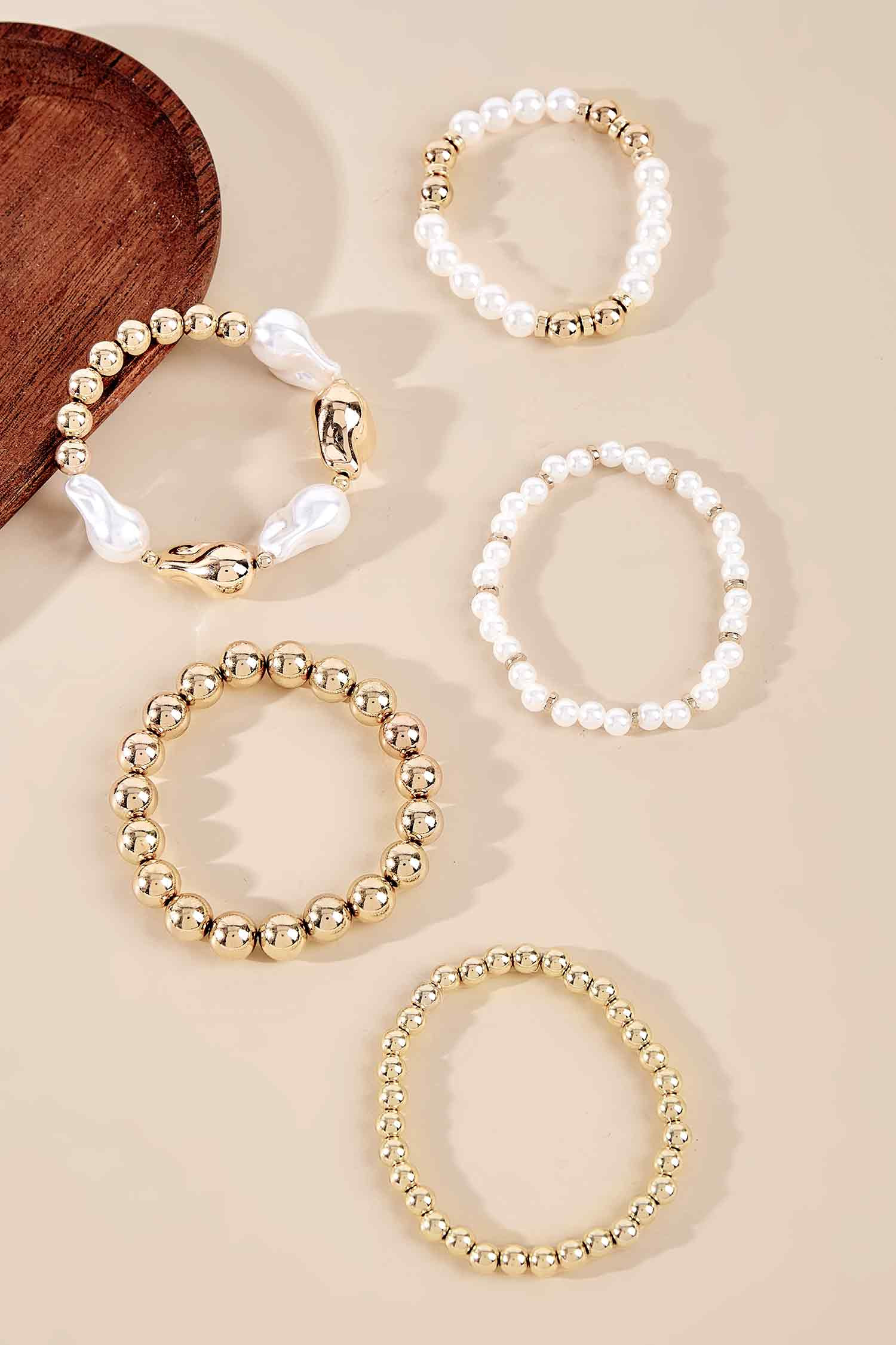 Pearly Radiance Gold-Tone Bracelet Set | Cupshe US