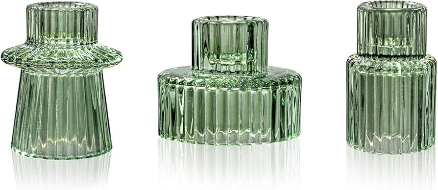 WELLIFE Taper Candle Holders-Candlestick Holders, Green - Set of 3 for Wedding, Party & Table Cen... | Amazon (US)