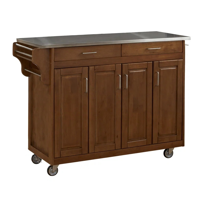 Littrell Kitchen Island with Stainless Steel Top | Wayfair North America