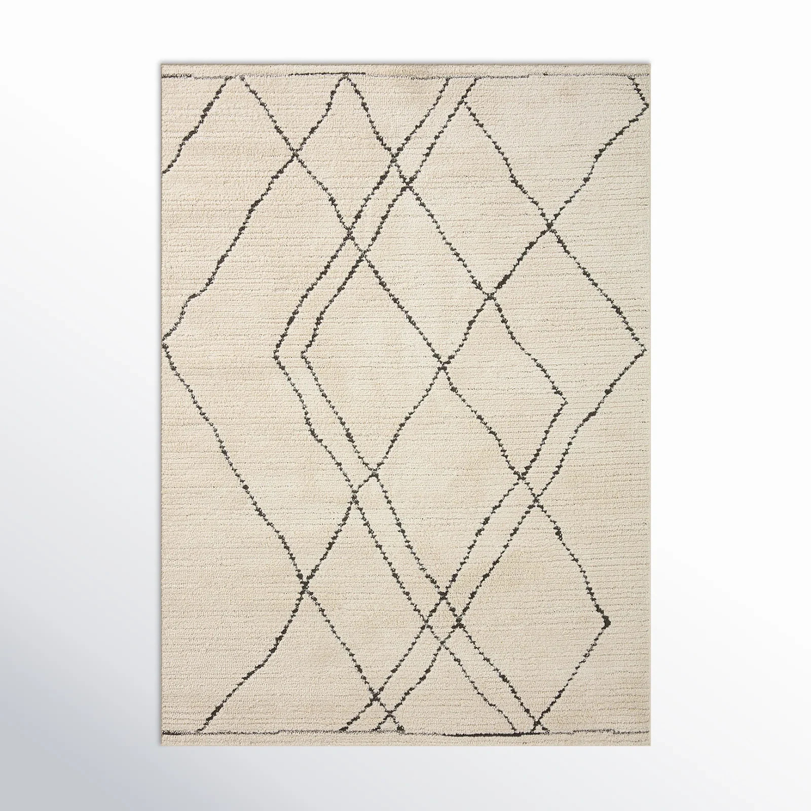 Birch Lane™ Kismet Geometric Machine Made Power Loom Polyester Area Rug in Ivory/Charcoal & Rev... | Birch Lane