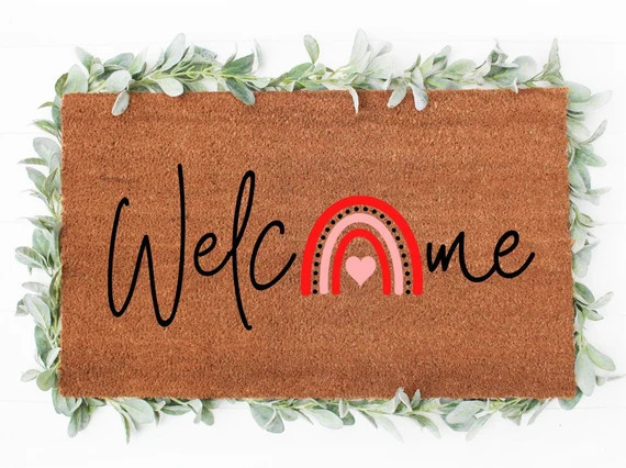 Boho Valentines Day Rainbow Doormat, Valentines Doormat, Cute Doormats, Farmhouse Decor, Valentin... | Etsy (US)