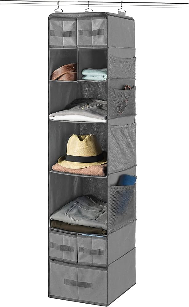 ZOBER Hanging Closet Organizer, 9-Shelf - Hanging Storage Organizer Shelves for Clothes, Towels, ... | Amazon (US)