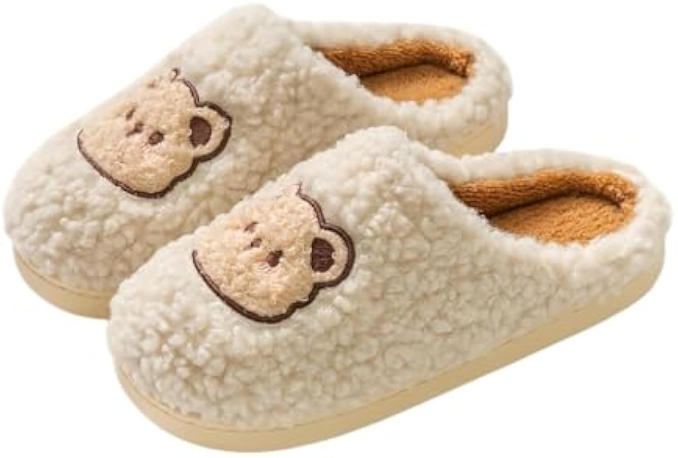 Cozy Bear Slippers Comfy Autumn Winter Slippers, Fuzzy Plush Winter Indoor Outdoor Cartoon | Amazon (US)