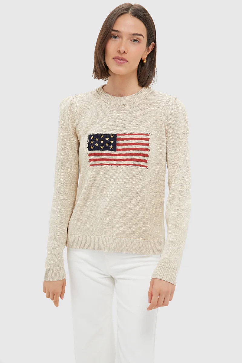 Metallic Cropped Cotton Puff Sleeve Americana | Tuckernuck (US)