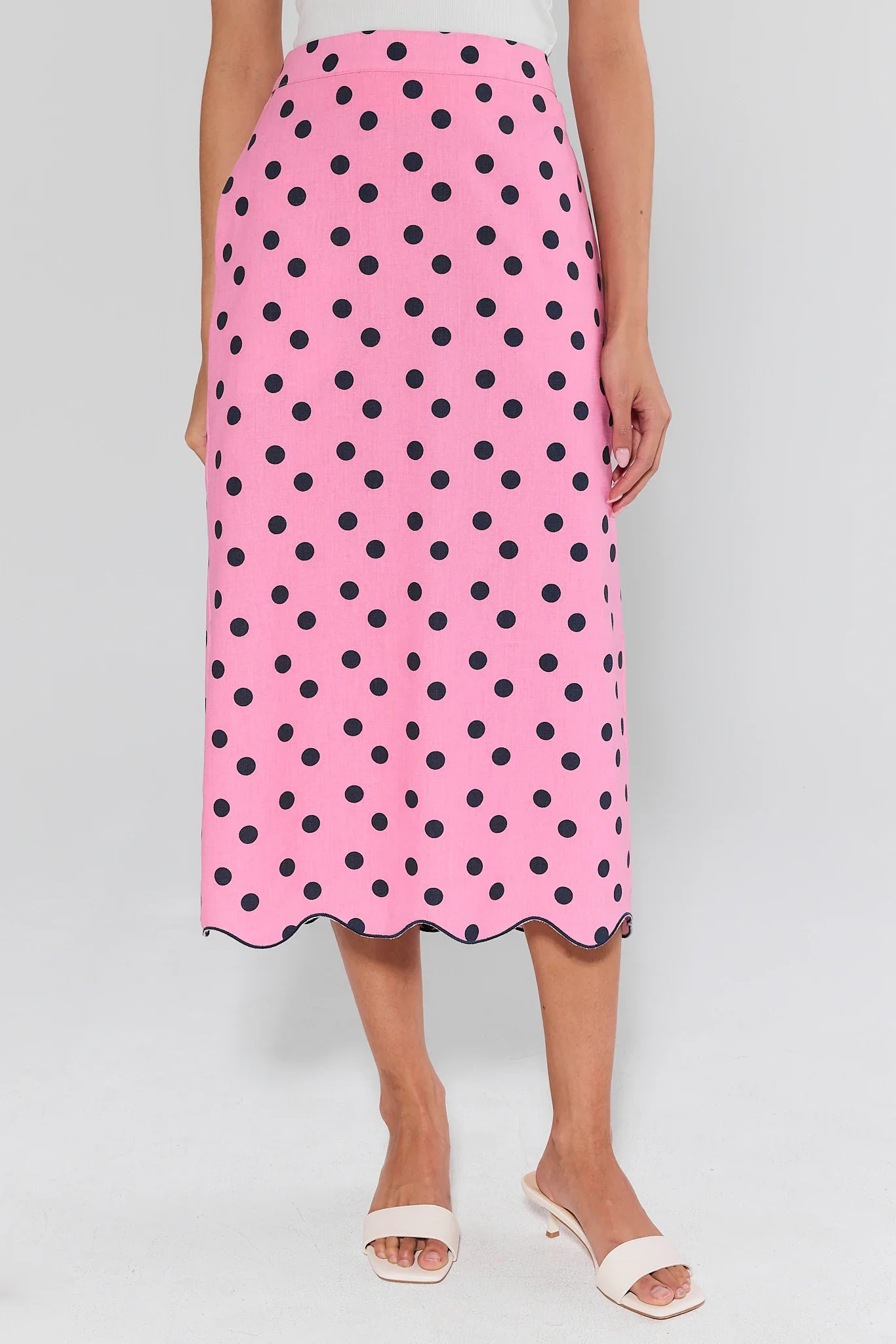 Maryl Pink Polka Dot Midi Skirt | Avara
