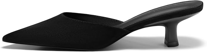 Coutgo Womens Kitten Low Heels Mules Closed Pointed Toe Pumps Slip On Backless Dress Shoes | Amazon (US)