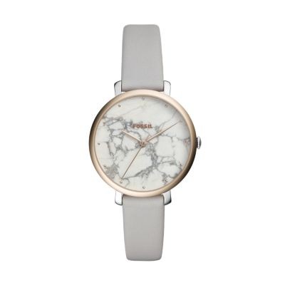 Jacqueline Three-Hand Mineral Gray Leather Watch | Fossil (US)