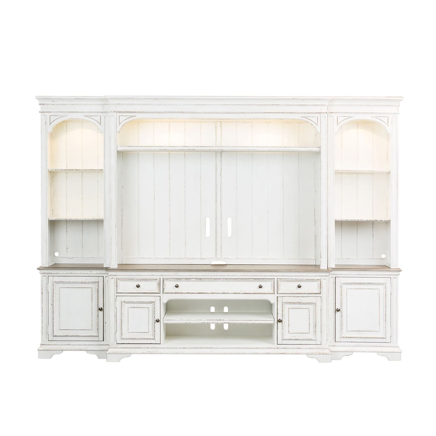 Magnolia Manor Antique White Entertainment Center with Piers - 73 inches in width | Bed Bath & Beyond