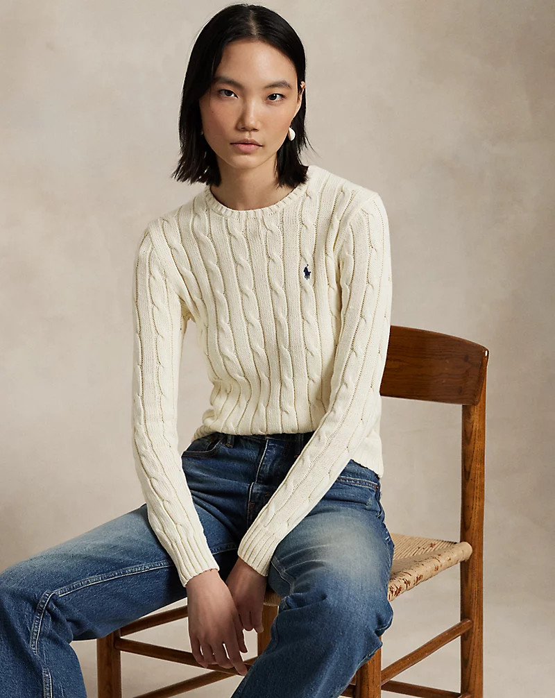 Cable-Knit Cotton Crewneck Jumper | Ralph Lauren (UK)