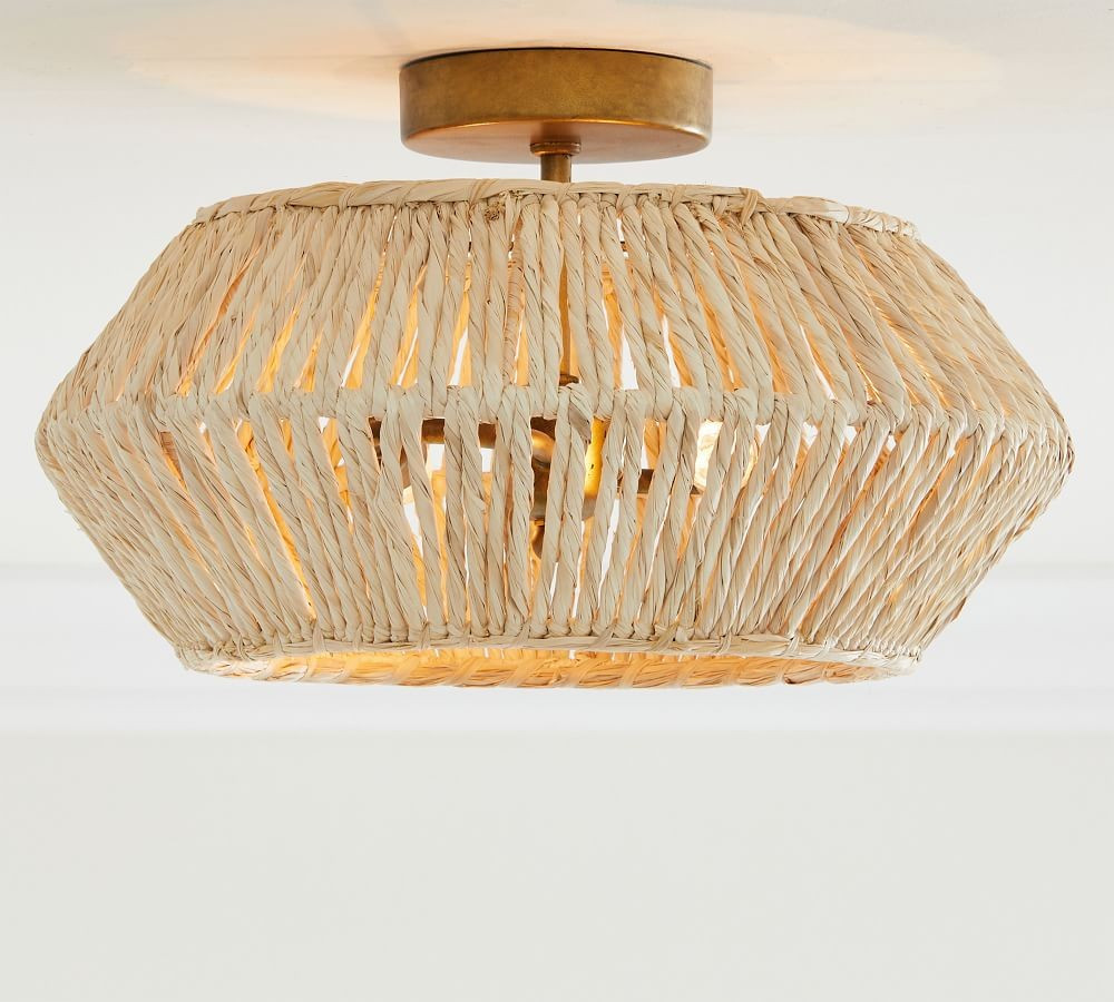 Abaca Woven Flush Mount, Natural | Pottery Barn (US)