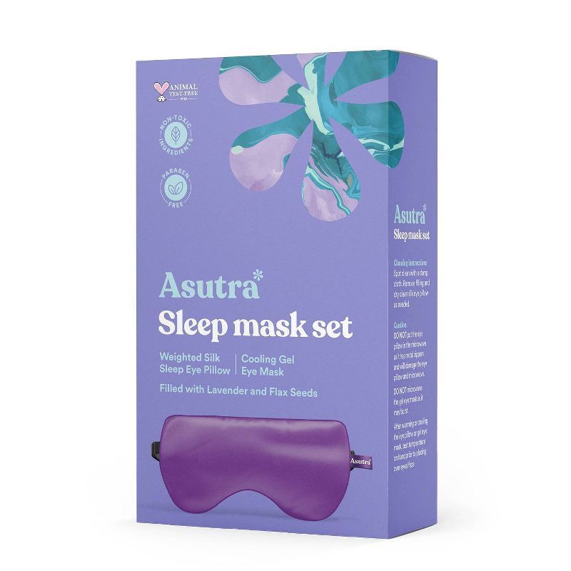 Asutra Natural Sleep Mask Set with Weighted Lavender Silk Eye Pillow & Cooling Gel Mask - 2pc | Target