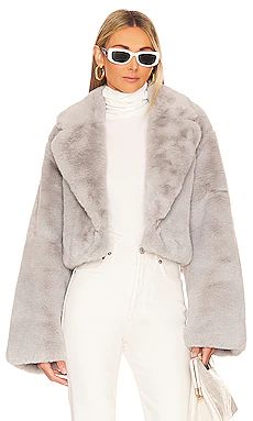 Adrienne Landau Faux Fox Jacket in Light Grey from Revolve.com | Revolve Clothing (Global)