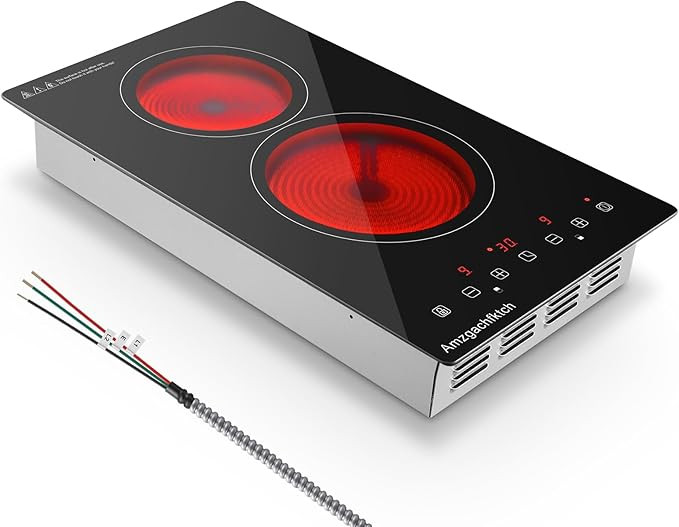 Electric Cooktop 220V Hard Wire, 3000W 2 Burner Electric Cooktop, Built-in Cook Top Stove Burners... | Amazon (US)