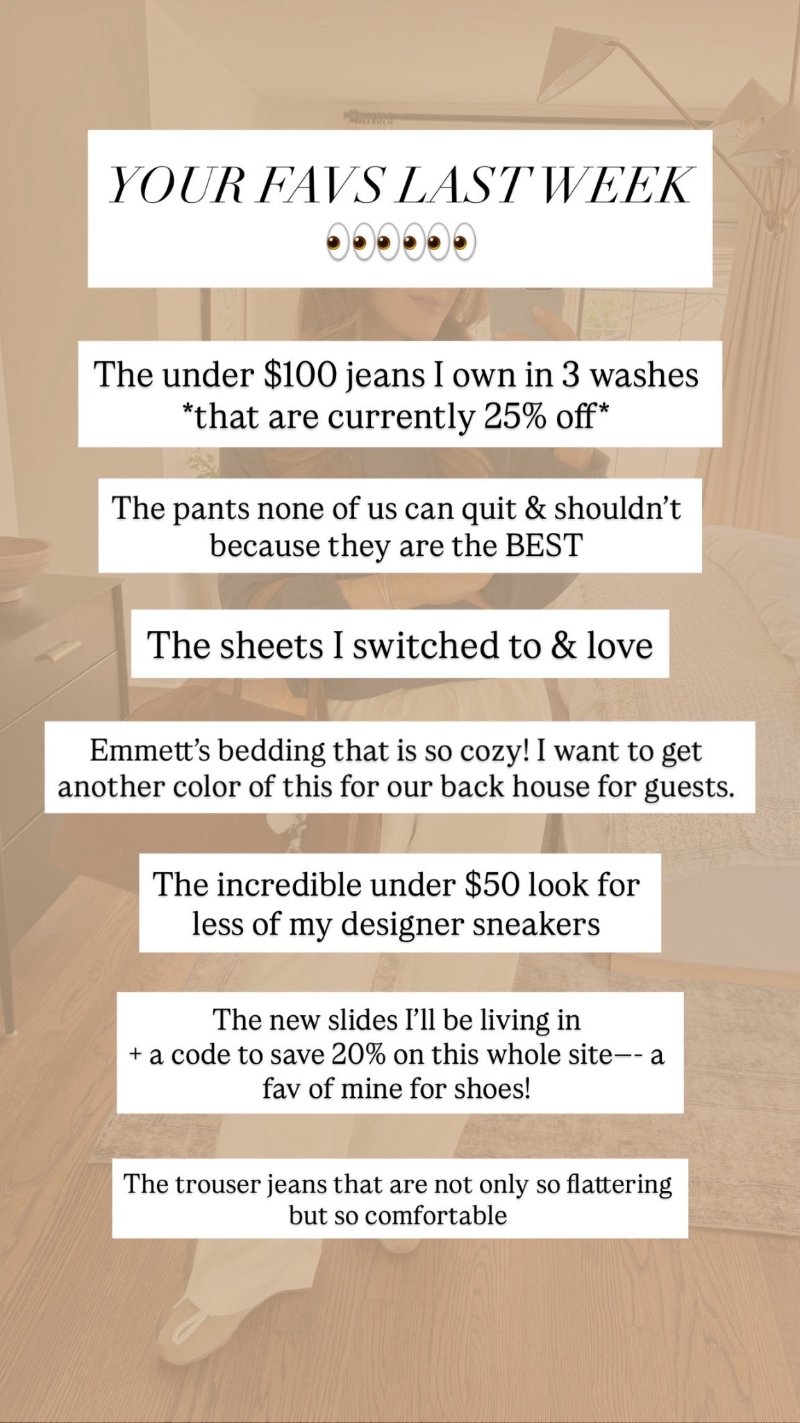 Your favs last week!!!

25% off at AF + save an extra 20% in the app. My code for Marc Fisher to save 20% off sitewide is: LAURENR20