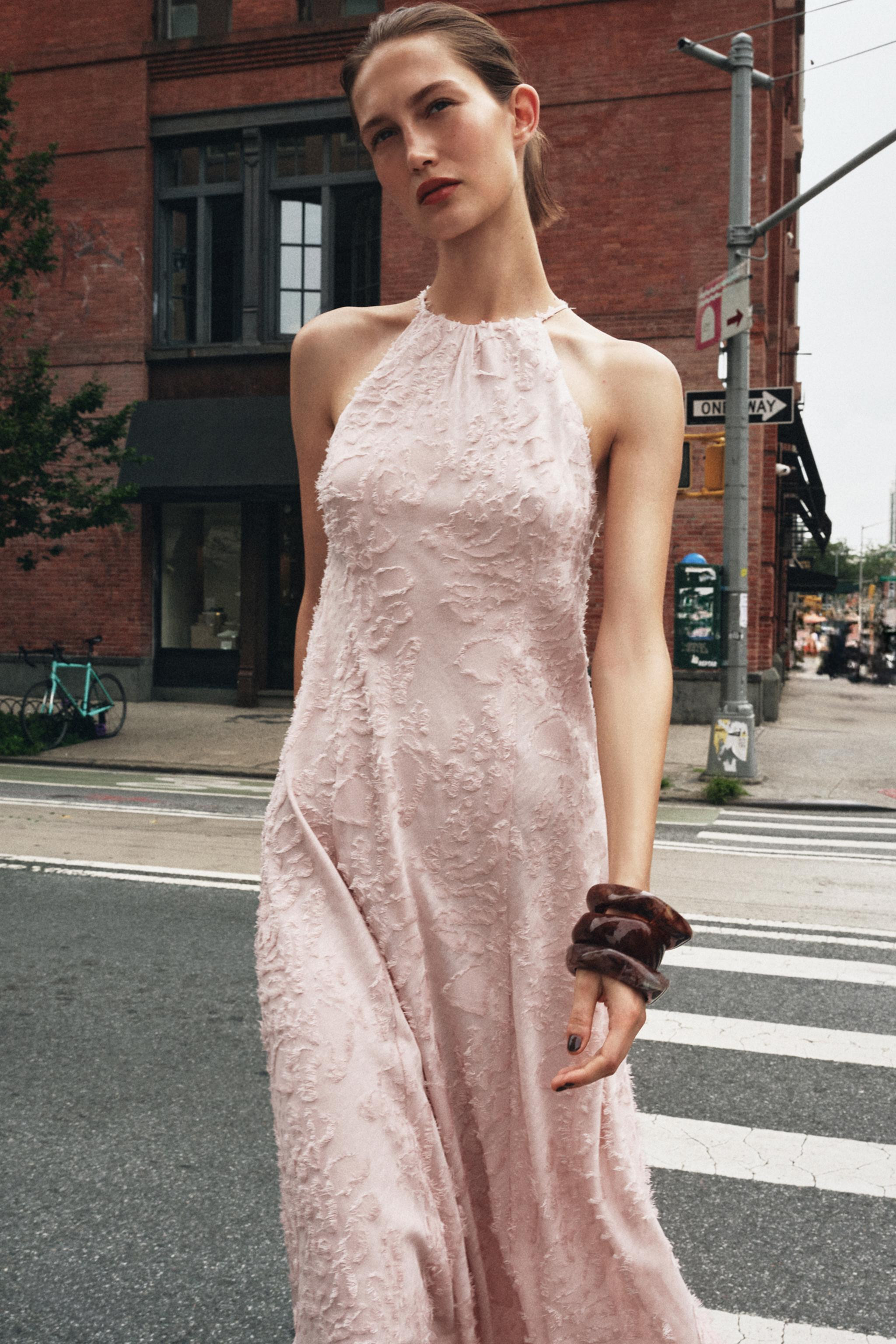 HALTER FRAY MIDI DRESS | Zara US