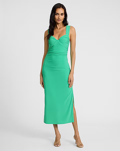 Sweetheart Sleeveless Ruched Midi Sheath Dress | Express