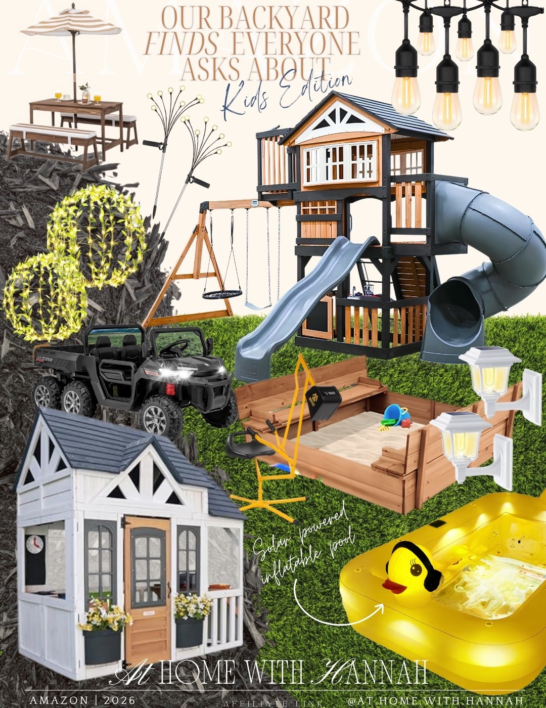 These are the backyard pieces that make our outdoor space feel fun, cozy, and actually used all summer long. From the playhouse and swing set to the sandbox, ride-on toy, pool float, and solar lights, these are the kinds of outdoor finds that keep kids entertained and make the backyard feel a little more magical.

Perfect for summer days, backyard playtime, outdoor birthday gift ideas, and creating a kid-friendly backyard setup that still feels cute and put together.

If you’re shopping for backyard play ideas, kids outdoor toys, summer toys, playhouses, swing sets, sandbox finds, ride-on toys, or solar lights to make your backyard feel fun for summer — I linked everything here 🤍





••

kids backyard finds • outdoor kids toys • backyard playset ideas • kids outdoor playhouse • outdoor play ideas for kids • backyard toys for summer • kids summer toys • sandbox ideas for kids • kids ride on toy • inflatable pool float • solar lights for backyard • outdoor family fun • Amazon backyard finds • summer backyard essentials

#kidsoutdoorplay #backyardfinds #summerbackyard #outdoorplayideas #amazonkidsfinds
#ltkfamily

#LTKHome #LTKKids #LTKKids #LTKSeasonal #LTKHome