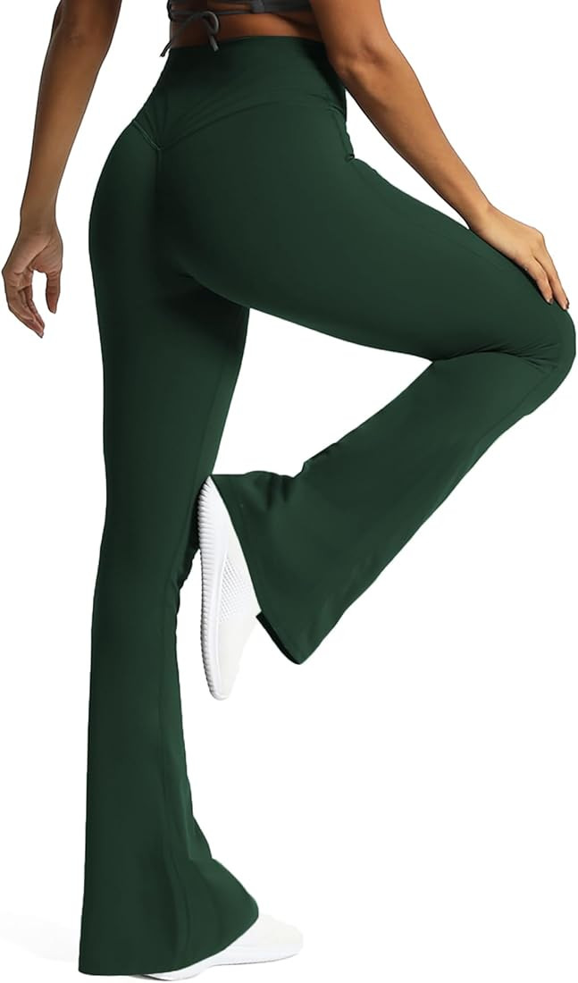 Aoxjox Flare Leggings for Women Trinity Tummy Control High Waisted Wide Leg Yoga Pants | Amazon (US)