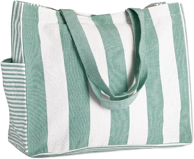 Folkulture Beach Bag For Women | 17 x 14 Inch - 100% Cotton Beach Tote Bag With Zipper, Large Wov... | Amazon (US)