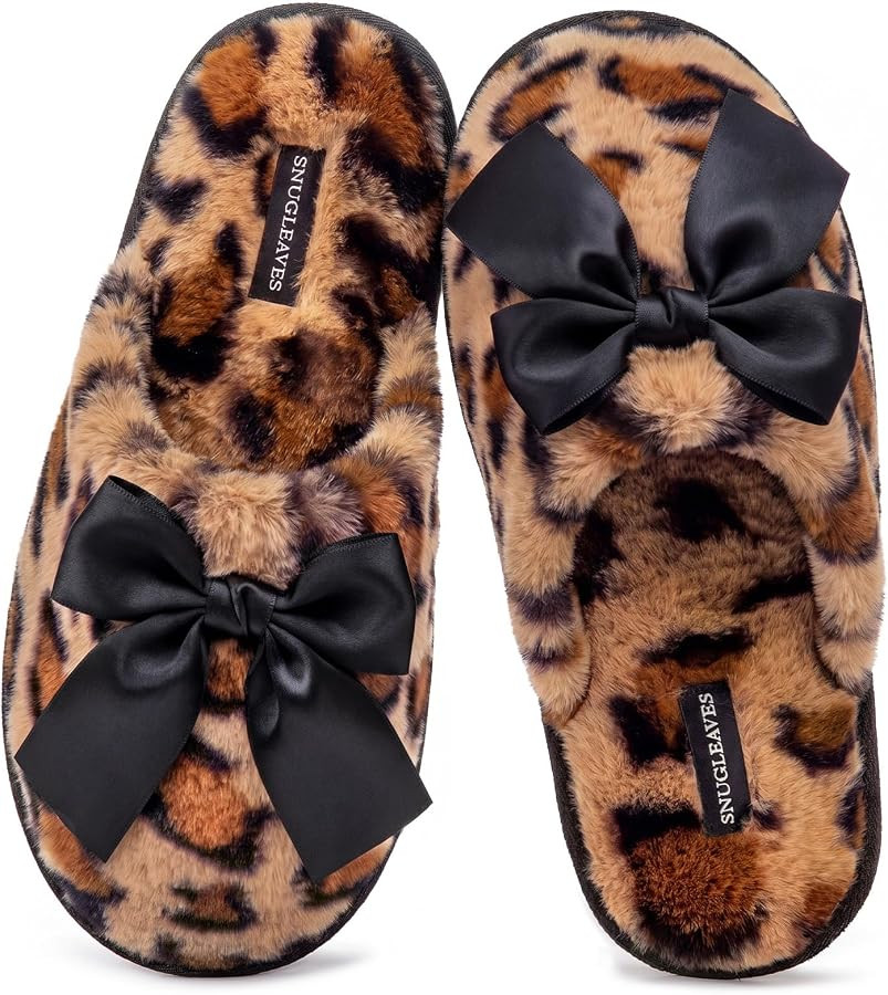 Snug Leaves Women's Fuzzy Scuff Slippers Memory Foam Non-slip House Shoes | Amazon (US)