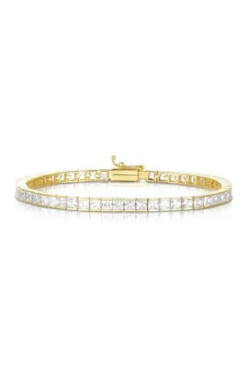 18K Yellow Gold Plated Sterling Silver Princess-Cut CZ Tennis Bracelet | Nordstrom Rack