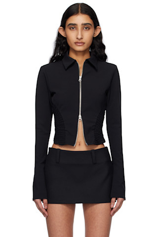Black Apolline Smocked Jacket | SSENSE