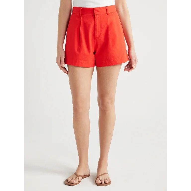 Free Assembly Women's High Rise Pleated Shorts, 4 1/4” Inseam, Sizes 0-16 | Walmart (US)