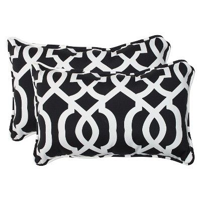 2pc Rectangular Outdoor Decorative Throw Pillow Set - Black/White - Pillow Perfect | Target