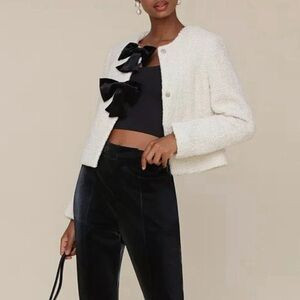 Anthropologie Avec Les Filles Tweed Jacket with Velvet Bows XXS | Poshmark