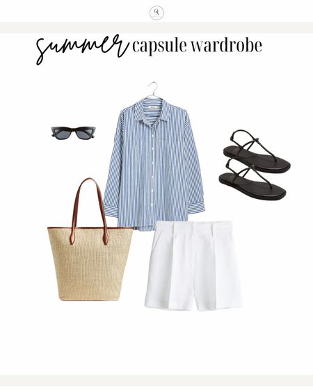 White trouser shorts outfit from the summer capsule wardrobe. Head to organize-Nashville.com for more styling ideas and to see the full 24 piece wardrobe for summer. #shortsoutfit #whiteshorts #summercapsule 



#LTKSeasonal