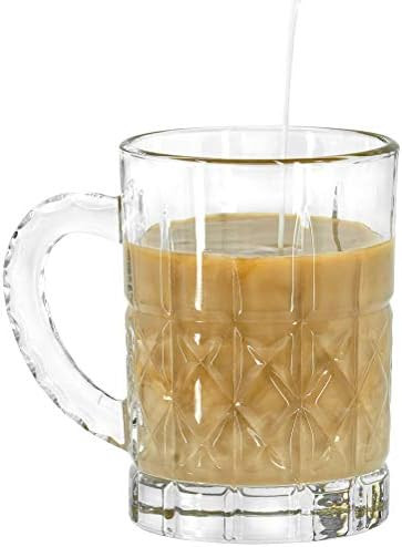 Red Co. 13oz Clear Coffee Glass Mugs Set of 4 with Handle and Etched Pattern - Glass Cup Drinkwar... | Amazon (US)