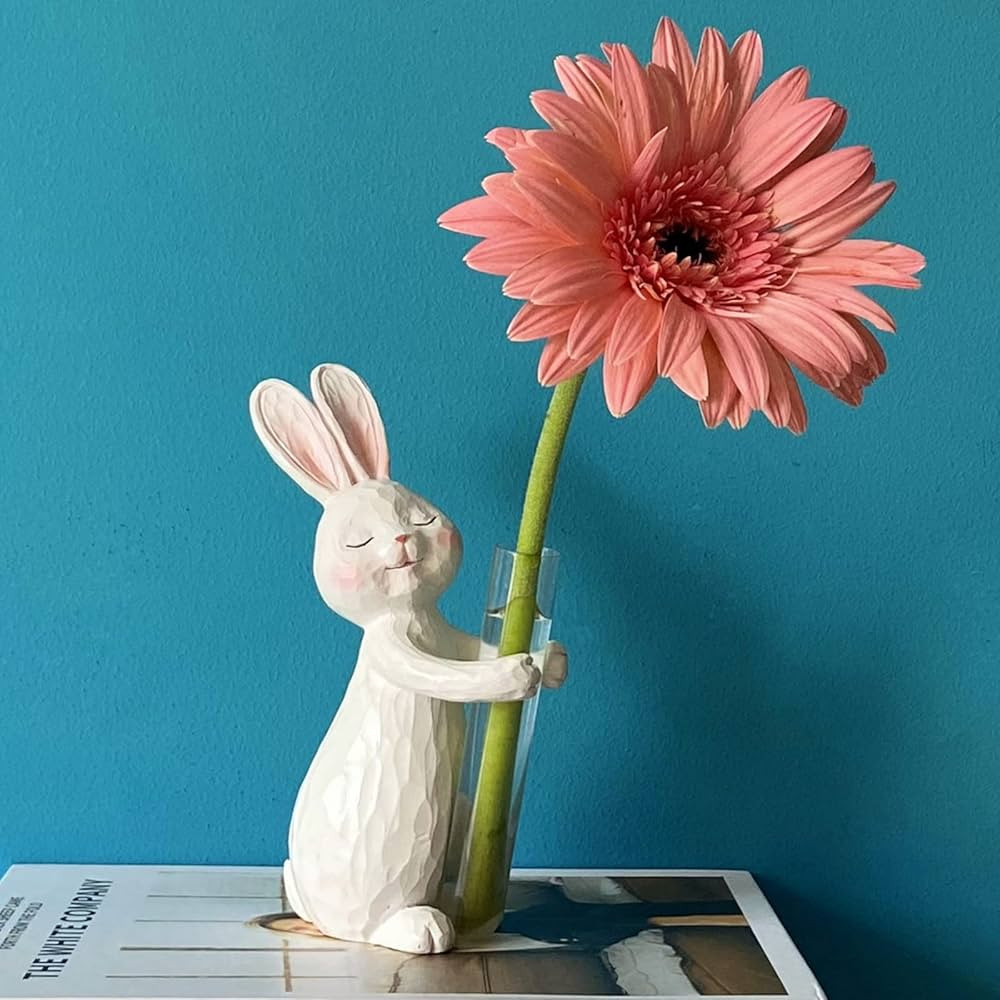 Easter Rabbit Figure Flower Vase, Sculpted Hand-Painted Resin Figurine Statue, Inner Peace Home D... | Amazon (US)