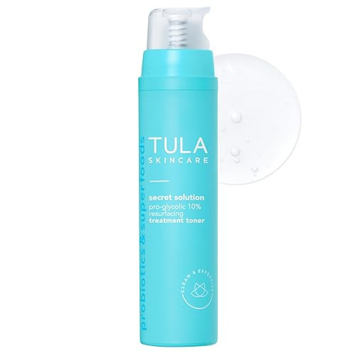 TULA Skin Care Secret Solution Pro-Glycolic 10% pH Resurfacing Toner - Travel Size, Face Toner to Gently Exfoliate and Hydrate Skin, with Proprietary Blend of Probiotics and Glycolic Acid, 0.5 fl oz | Amazon (US)