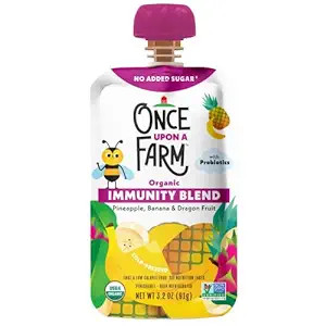 Once Upon a Farm Organic Pineapple Banana Dragon Fruit Immunity Blend Kids Snack, 3.2oz Pouch | Amazon (US)