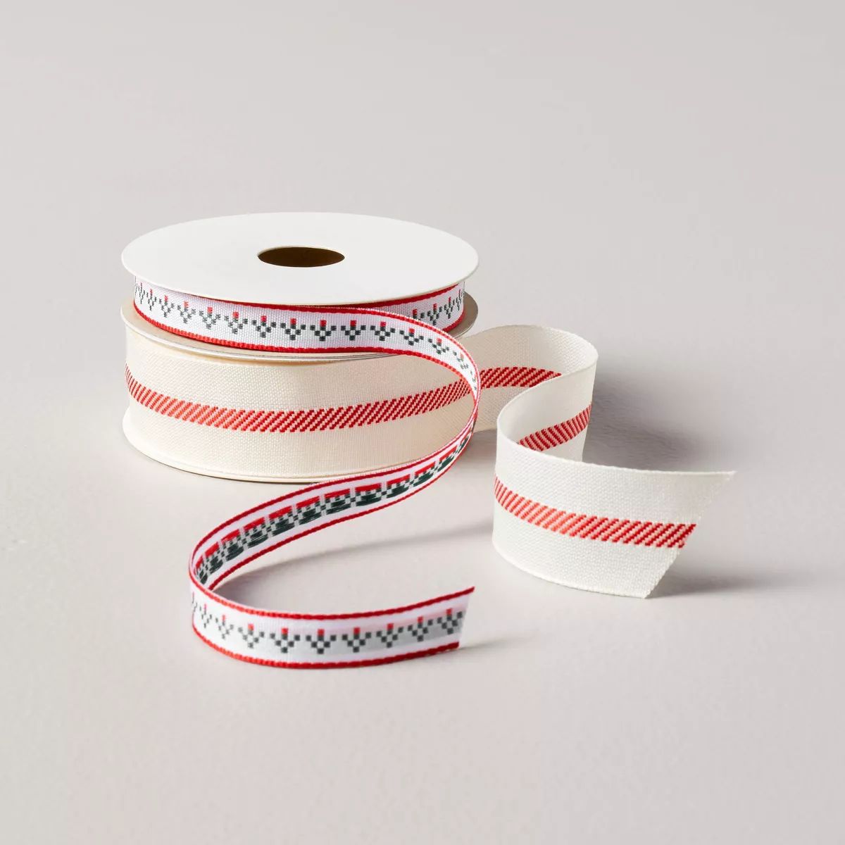 2ct Mixed Pattern Christmas Gift Ribbon Red/Cream/Green 21ft - Hearth & Hand™ with Magnolia | Target