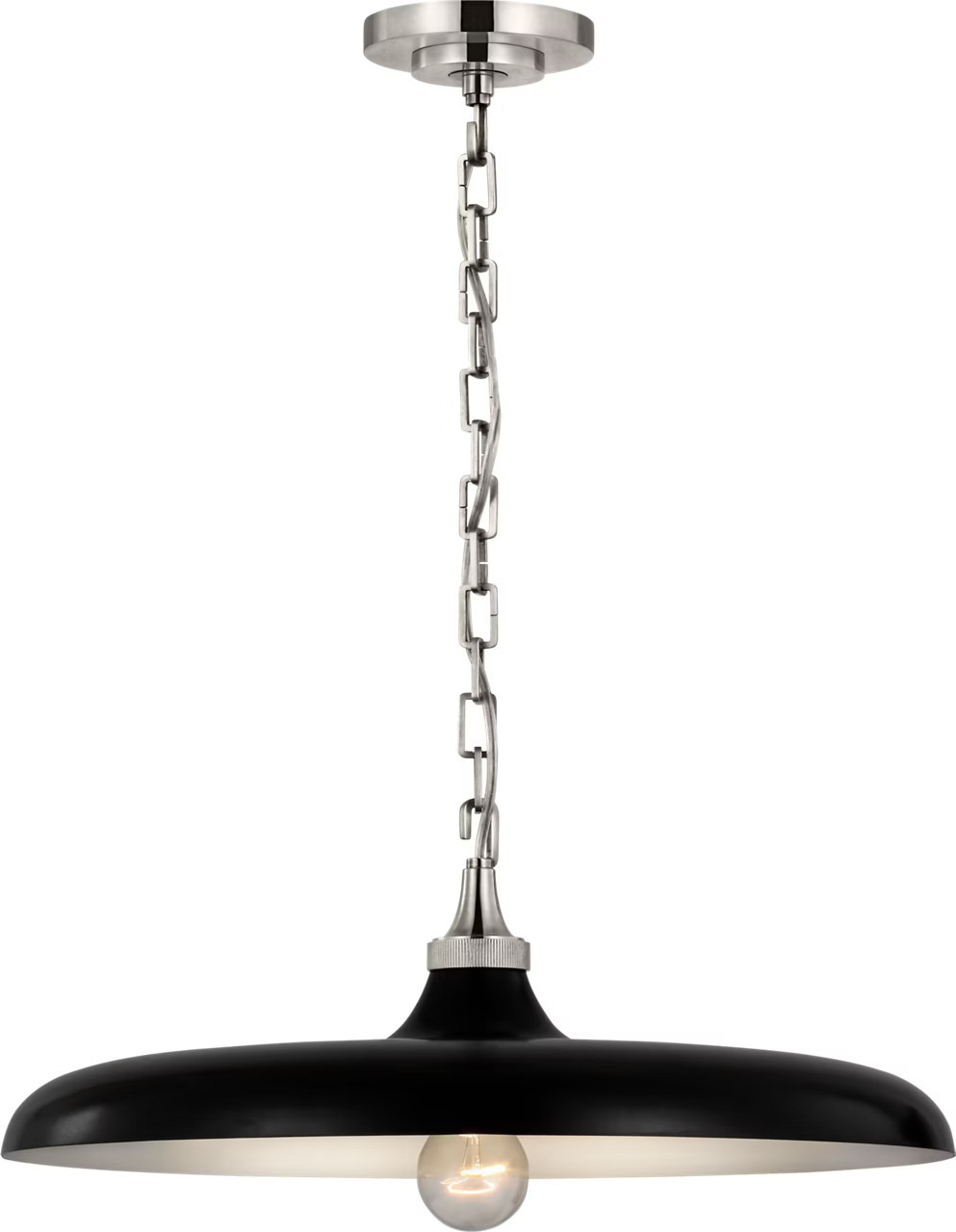 Piatto Medium Pendant in Polished Nickel with Aged Iron ShadeVisual Comfort | Visual Comfort