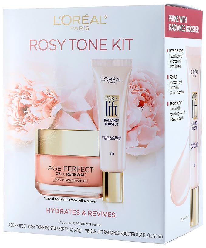 L'Oreal Paris Skin Care Giftable Kit with Rosy Tone Face Moisturizer and Visible Lift Radiance Bo... | Amazon (US)