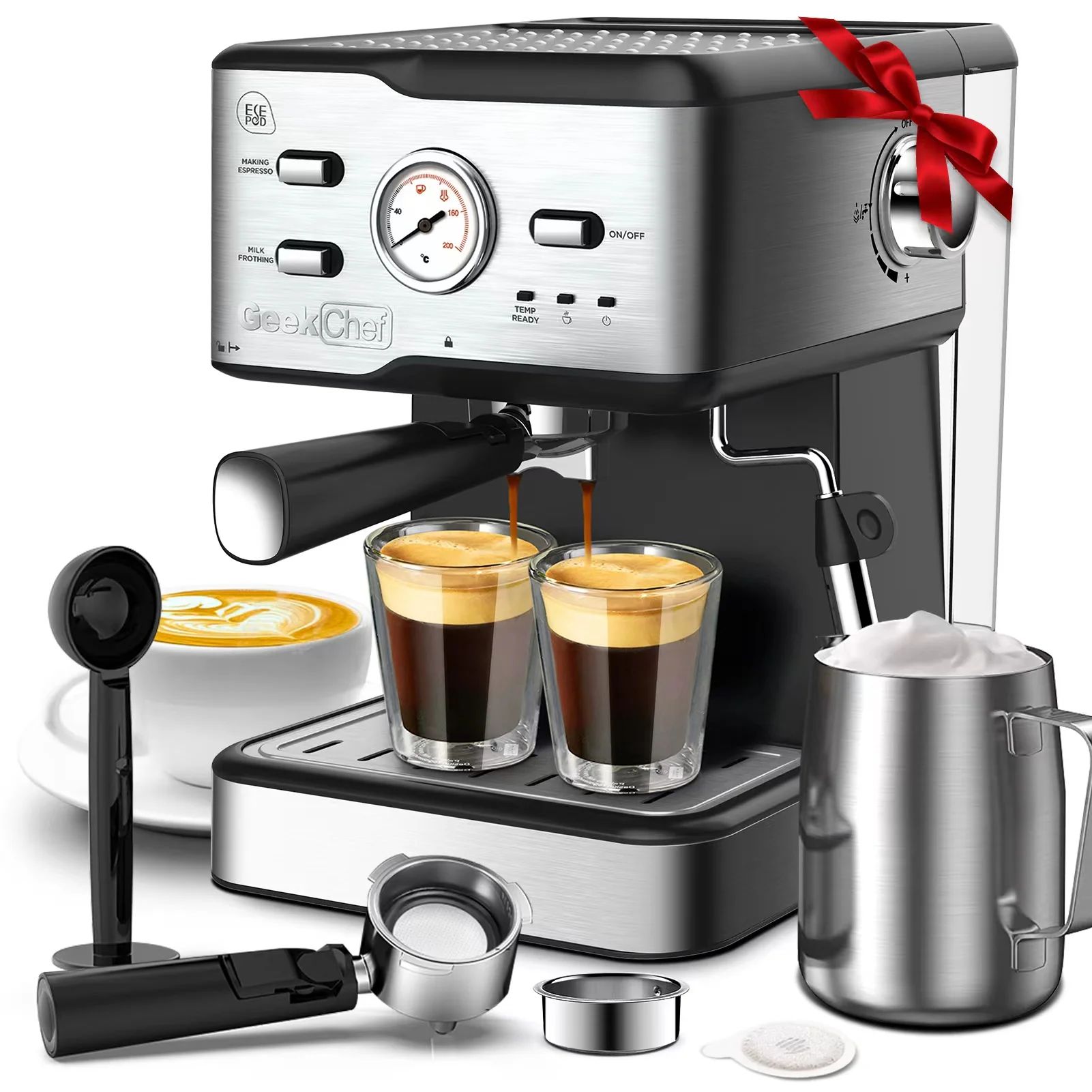 Geek Chef Espresso Machine Coffee Maker, 20 Bar Pump Pressure Espresso & Cappuccino Latte Maker w... | Walmart (US)