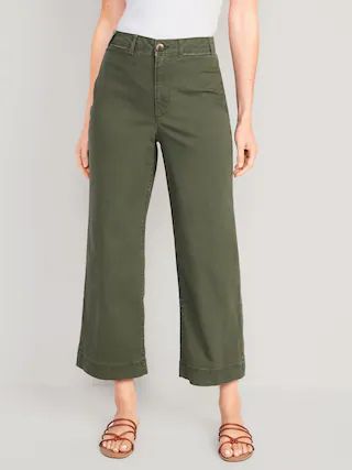 High-Waisted Wide-Leg Cropped Chino Pants | Old Navy (CA)