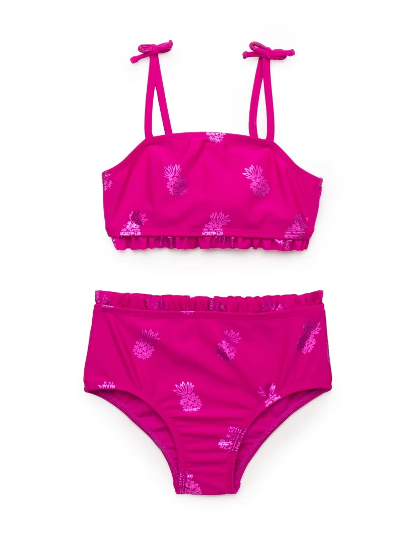 Wonder Nation Baby and Toddler Girls Pineapple Foil Bikini Swimsuit with UPF, 2-Piece, Sizes 12M-... | Walmart (US)