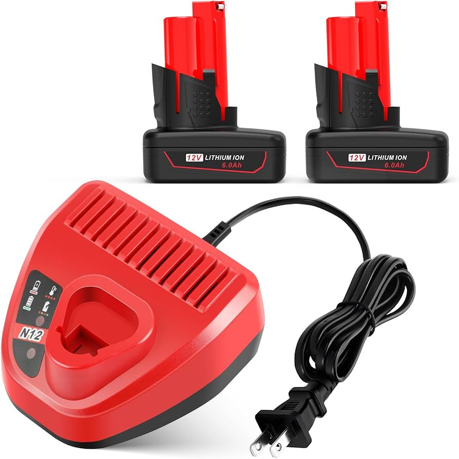 6.0Ah 12V Replacement for Milwaukee 12V Battery and Charger Set Compatible with Milwaukee 12Volt ... | Amazon (US)